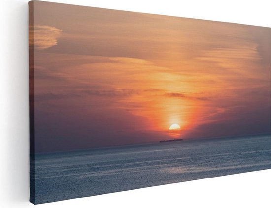 Artaza Canvas Schilderij Zonsondergang In De Noordzee - 60x30 - Foto Op Canvas - Canvas Print