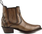Mayura Boots 2487 Hazelnoot/ Cowboy Western Fashion Enklelaars Spitse Neus Schuine Hak Elastiek Sluiting Echt Leer Maat EU 39