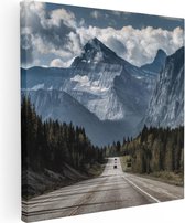 Artaza Peinture sur toile Route devant la grande Berg dans la forêt – 40 x 40 – Klein – Photo sur toile – Impression sur toile