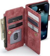 Caseme Telefoonhoesje geschikt voor Apple iPhone 13 Hoesje | Caseme Bookcase Portemonnee | Pasjeshouder voor 7 Pasjes | Telefoonhoesje voor Pinpas / OV Kaart / Rijbewijs - Rood