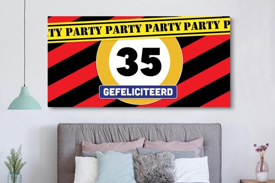 Tableau sur toile Anniversaire - 35 ans - Fête - 160x80 cm - Décoration murale