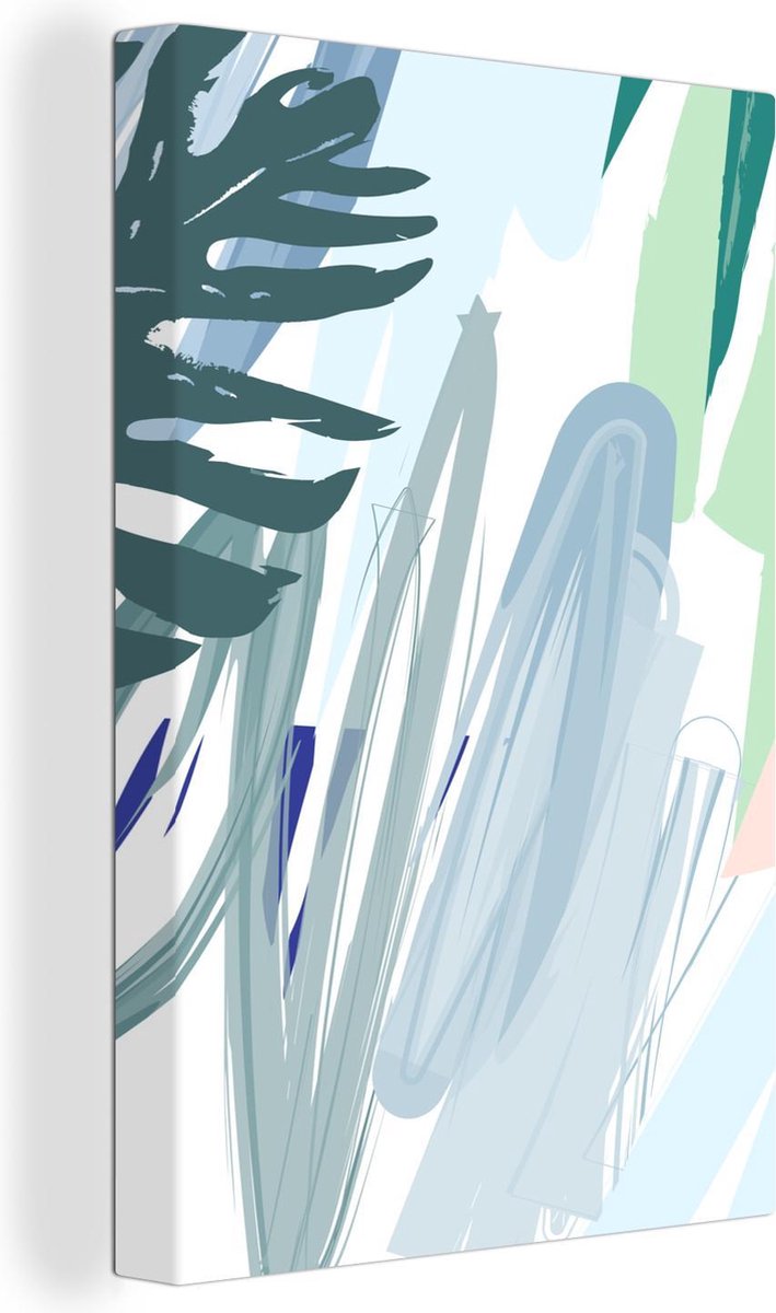 Canvas Schilderij Zomer - Verf - Groen - Wit - 20x30 cm - Wanddecoratie