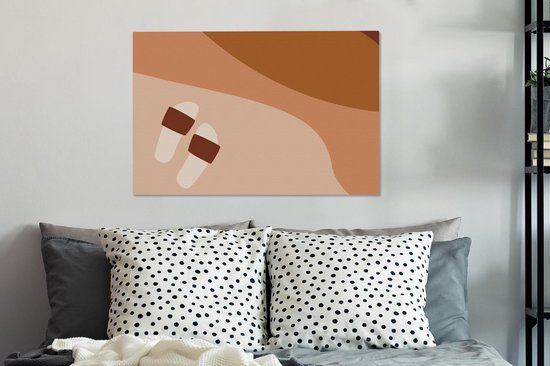 Canvas Schilderij Zomer - Slippers - Abstract - 60x40 cm - Wanddecoratie