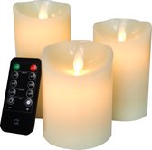 FlinQ Oplaadbare LED Kaarsen - Inclusief Afstandsbediening - Bewegende Vlam - Veilig & Duurzaam - Realistische Kaarsen - Oplaadbare Waxinelichtjes - Kerstverlichting - 3-pack