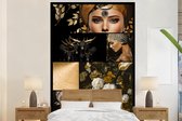 Behang - Fotobehang Zwart - Goud - Vrouwen - Glitter - Breedte 160 cm x hoogte 240 cm