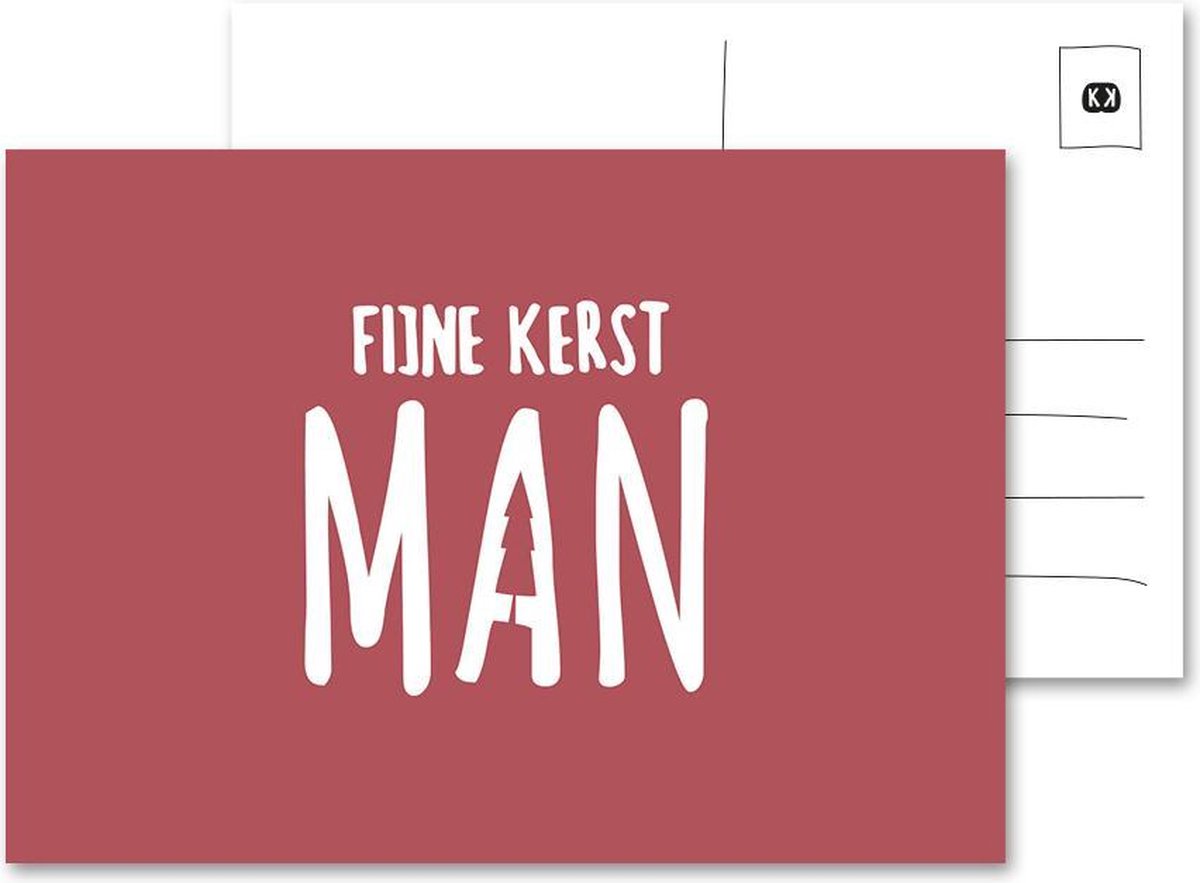 8 Kerstkaarten Fijne Kerst Man - rood