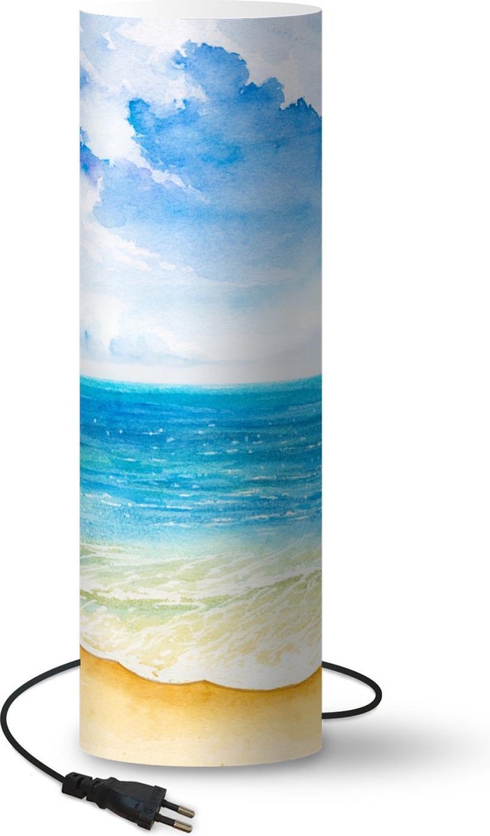 Lamp - Nachtlampje - Tafellamp slaapkamer - Strand - Zee - Lucht - 60 cm hoog - Ø19.1 cm - Inclusief LED lamp