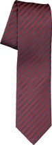 OLYMP stropdas - donkerrood met zwart gestreept - Maat: One size