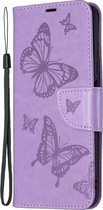 Mobigear Telefoonhoesje geschikt voor POCO M3 Pro Hoesje | Mobigear Butterfly Bookcase Portemonnee | Pasjeshouder voor 2 Pasjes | Telefoonhoesje voor Pinpas / OV Kaart / Rijbewijs - Paars