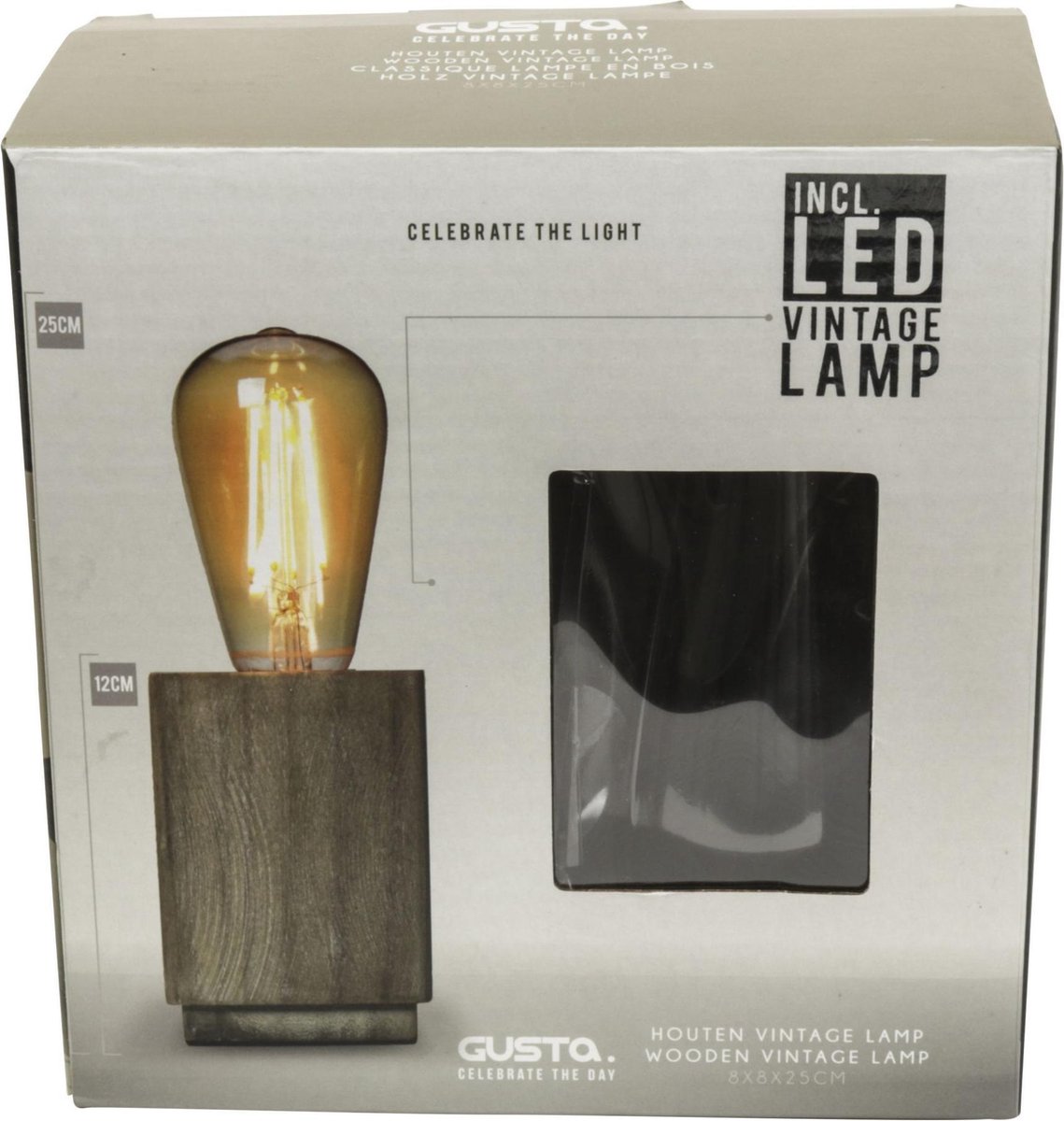 maaien Ineenstorting moord Gusta - LED Lamp - Vitage look - Hout - 8x8x25cm | bol.com