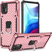 Voor Motorola Moto G Stylus 2021 Cool Armor PC + TPU Shockproof Case met 360 Graden Rotatie Ring Houder (Rose Gold)