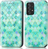 Voor Samsung Galaxy A52 5G Kleurrijke Magnetische Horizontale Flip PU Lederen Case met Houder & Kaartsleuf & Portemonnee (Emerald)