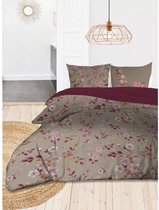 SOLEIL D'OCRE Katoenen dekbedovertrekset 57 Thread / cm² Flowers - 240 x 220 cm - Taupe