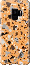 Samsung Galaxy S9 Telefoonhoesje - Premium Hardcase Hoesje - Dun en stevig plastic - Met Marmerprint - Terrazzo - Oranje