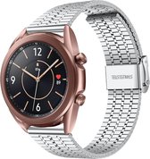 Stalen Smartwatch bandje - Geschikt voor  Samsung Galaxy Watch 3 41mm roestvrij stalen band - zilver - Strap-it Horlogeband / Polsband / Armband