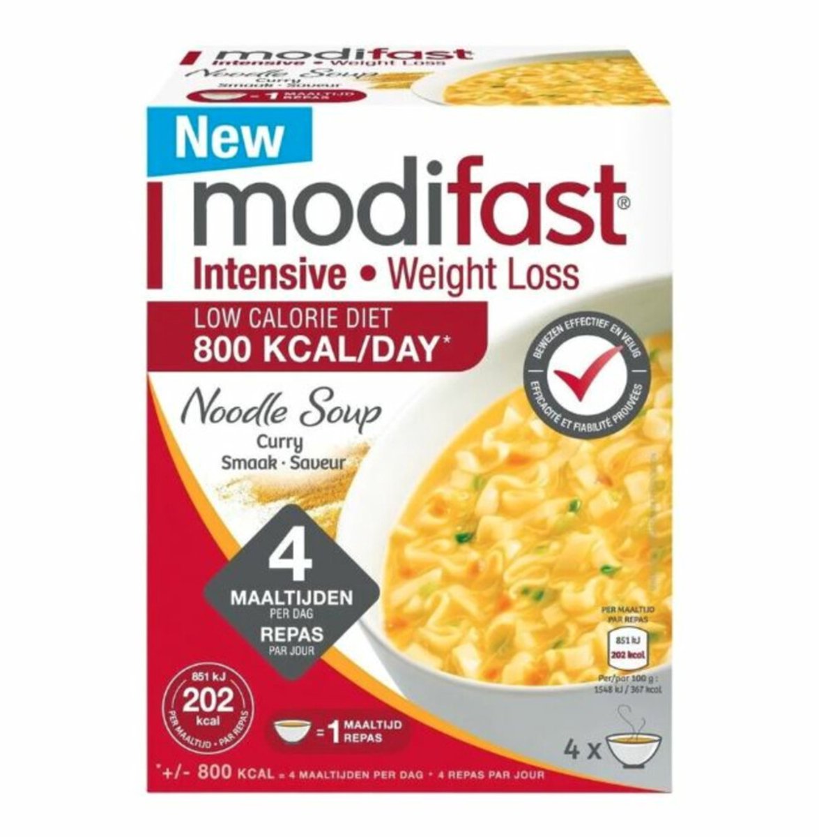Goedkoopste 6x Modifast Intensive Soep Curry Noodle 220 gr