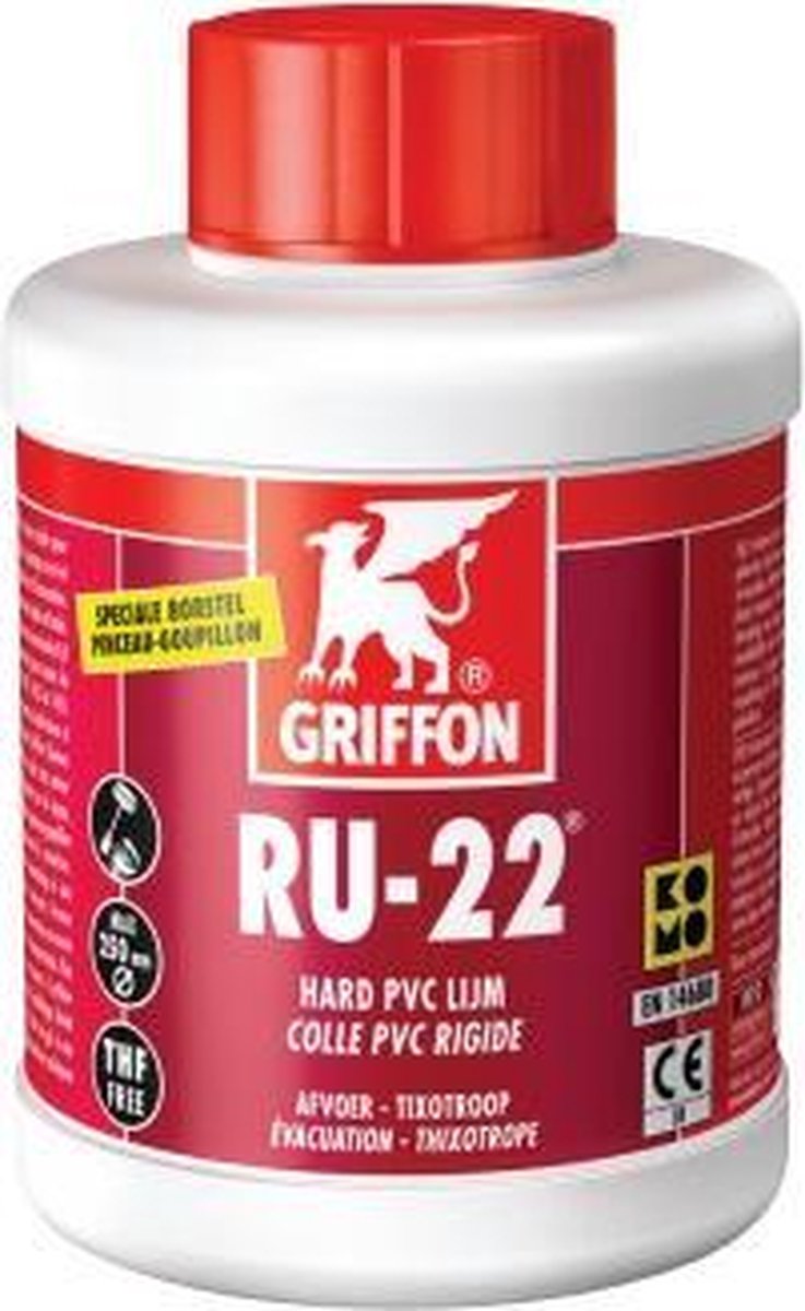 Griffon 1L Hard PVC lijm RU22 + borstel - 6112040