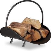 houtmand haardhout - binnen - open haard - 40 x 38 x 48 cm - metaal