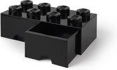 LEGO Brick 8 Opbergbox met 2 lades - Zwart - 9.2 L - 50x25x18cm - Kunststof