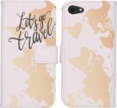 iMoshion Design Softcase Book Case iPhone SE (2022 / 2020) / 8 / 7 hoesje - Let's Go Travel White
