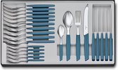 Ensemble de couverts Victorinox Swiss Modern - 24 pièces - Bleu bleuet - 6 personnes - Avec Couteaux de table