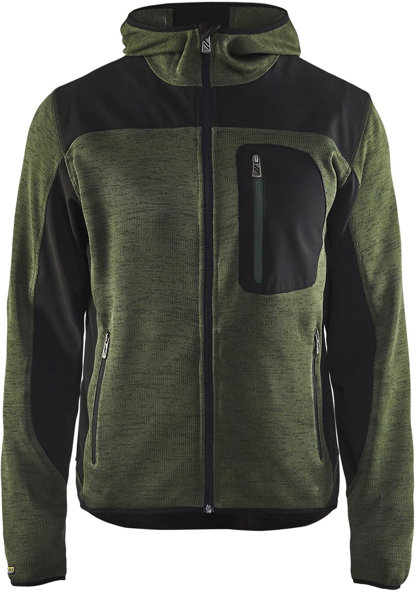 Blaklader Gebreid vest met softshell 4930-2117 Army Zwart