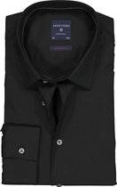 Profuomo super slim fit overhemd - stretch poplin - zwart - Strijkvriendelijk - Boordmaat: 39