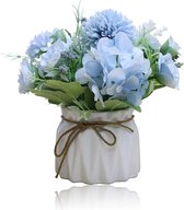 Bloemen -Snowved Kunstbloemen met vazen ​​- Peony Decoratieve bloemen Kunstbloemen in vazen ​​Bruiloft boeketten / Home Decor / Party / Graves (Blue Peony) - (WK 02122)