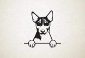 Miniature Bull Terrier - hond met pootjes - XS - 25x25cm - Zwart - wanddecoratie