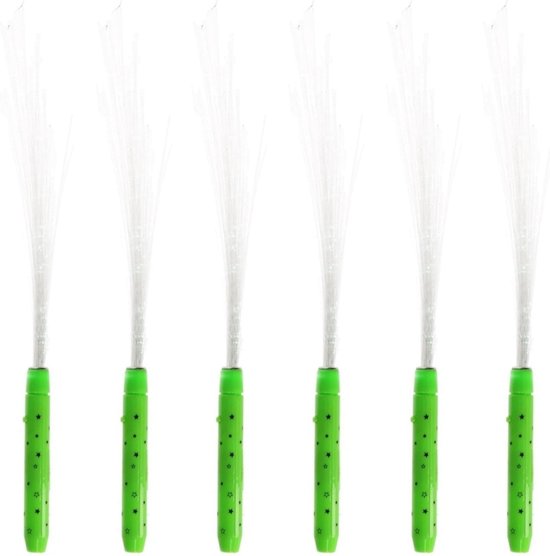 Set de 6x bâton lumineux fibre LED vert - Articles de fête lumineux - Bâtons lumineux