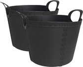 3x stuks flexibele kuip emmer/wasmand zwart 25 liter - Opbergmanden - 45 x 38 x 34 cm