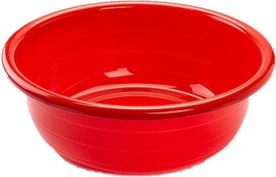 Set de 2 x grande bassine plastique/lave vaisselle ronde 11 litres rouge -  Dimensions