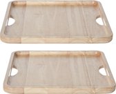 Set van 2x dienblad/serveerplank hout vierkant L29 x B29 x H2 cm - Dienbladen met opstaande rand van 2 cm