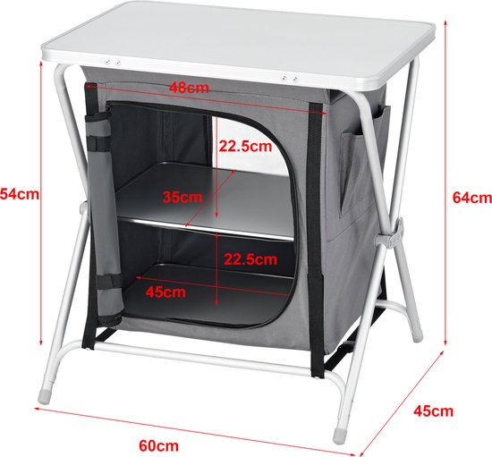 Campingkast opvouwbaar 64x60x45 cm donkergrijs van Camp — afbeelding 2