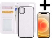 Hoes voor iPhone 12 Pro Hoesje Case Uitneembaar Met Screenprotector - Hoes voor iPhone 12 Pro Bookcase Hoes Wallet Case Met Screenprotector - Wit