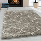 Ayyıldız SALSA Rechtech Beige Shaggy Modern Vloerkleed - 60 X 110 CM - Polypropyleen - Jute