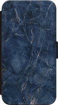 iPhone X/XS bookcase leer hoesje - Marmer navy blauw