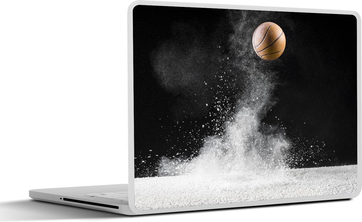 Laptop sticker - 17.3 inch - Stofontwikkeling bij een stuiterende basketbal - 40x30cm - Laptopstickers - Laptop skin - Cover