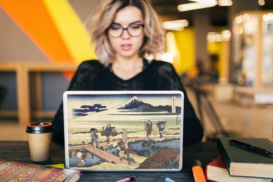 Autocollant pour ordinateur portable - 12,3 pouces - Nakahara dans la province de Sagami - Peinture de Katsushika Hokusai - 30 x 22 cm - Autocollants pour ordinateur portable - Skin pour ordinateur portable - Housse