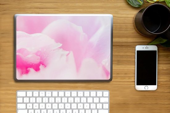 Laptop sticker - 12.3 inch - Close-up van de bloemblaadjes van de roze pioenroos - 30x22cm - Laptopstickers - Laptop skin - Cover