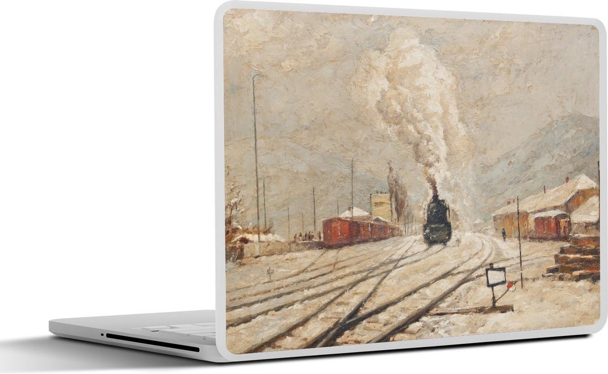 Laptop sticker - 14 inch - Trein - Sneeuw - Winter - 32x5x23x5cm - Laptopstickers - Laptop skin - Cover