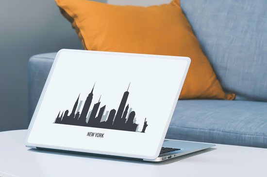 Laptop sticker - 15.6 inch - New York - Skyline - Zwart - Wit - 36x27,5cm - Laptopstickers - Laptop skin - Cover