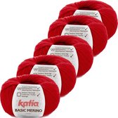 Basic Merino - kleur 4_Rood - bundel 5 bollen 50 gr.  van 120 m.