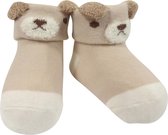 Babysokjes Hondje Beige - Anti-Slip - 6-12 maanden