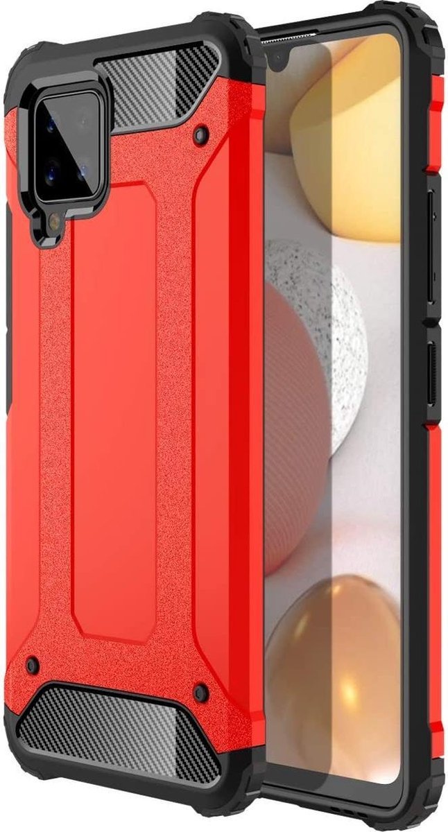 Armor Hybrid Hoesje Geschikt Voor: Samsung Galaxy A42 4G - Rood