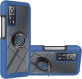 Voor Geschikt voor Xiaomi Mi 10T/10T Pro Sterrenhemel Effen Kleur Serie Schokbestendige PC + TPU Beschermhoes met Ring Houder & Magnetische Functie (Blauw)