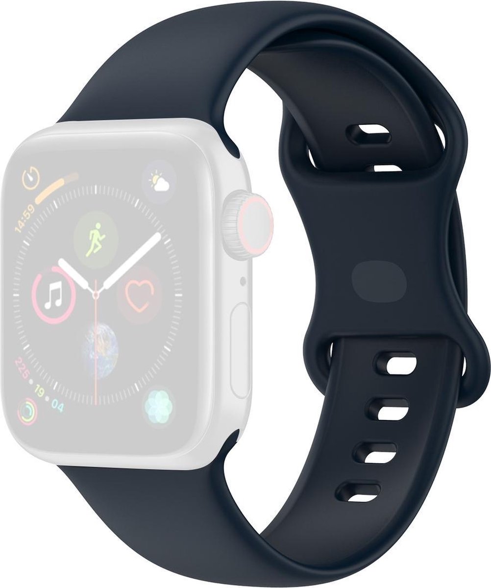 By Qubix - Geschikt voor Apple Watch bandje - Siliconen sportbandje - Donkerblauw - Maat: S/M - Geschikt voor Apple Watch 44mm / 45mm / 46mm / 49mm (Ultra 1,2 en 3) - Smartwatch bandje - siliconen sport bandje - smartwatchbandje