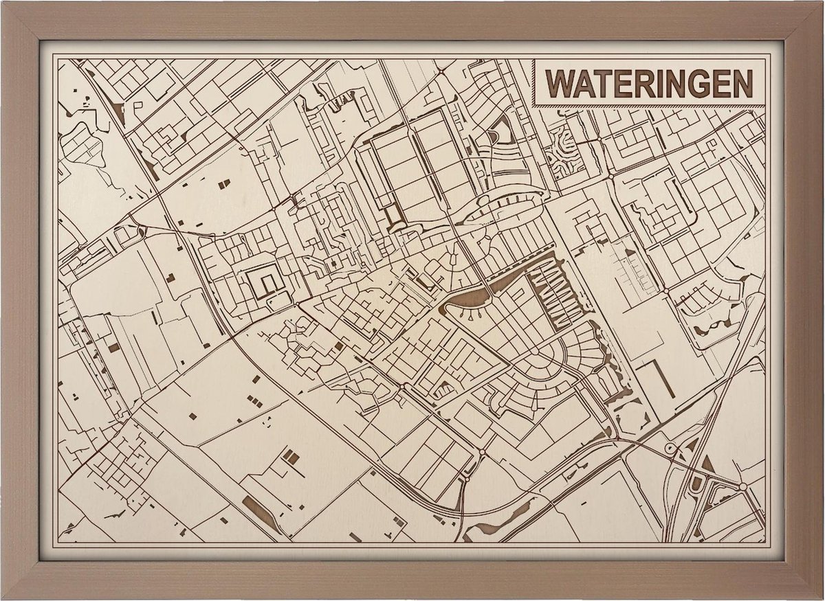 Houten stadskaart van Wateringen