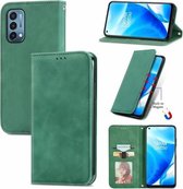 Voor OnePlus Nord N200 5G Retro Skin Feel Business Magnetische Horizontale Flip Lederen Case met Houder & Kaartsleuven & Portemonnee & Fotolijst (Groen)