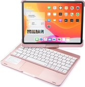 iPad Pro 11 (2018/2020) case - QWERTY - Bluetooth Toetsenbord hoes - 360 graden draaibaar - Met Toetsenbord verlichting en Touchpad - RosÃ©-Goud
